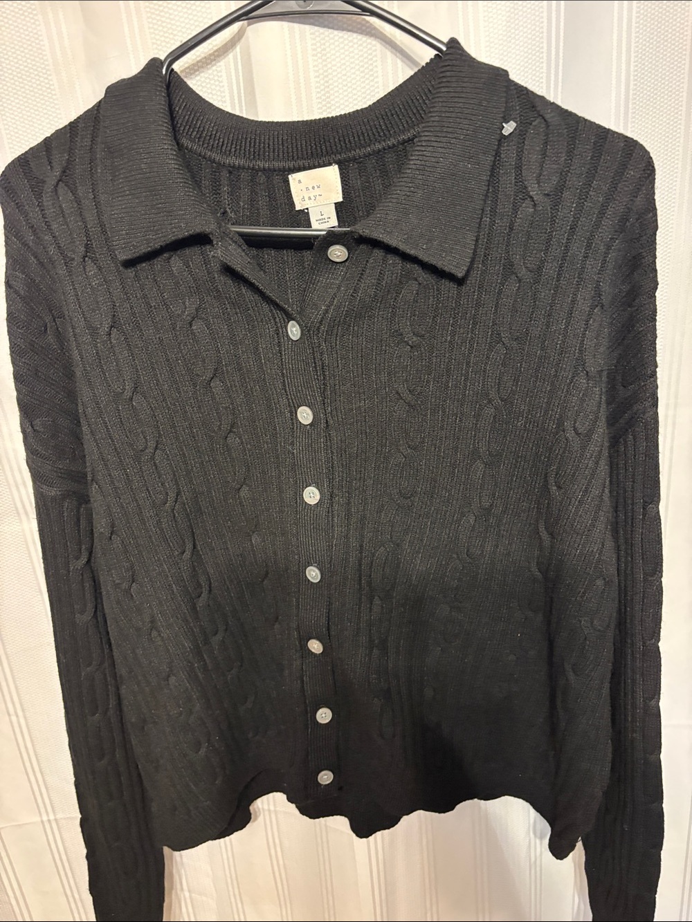 a new day Black Cable Knit Button-Up Cardigan